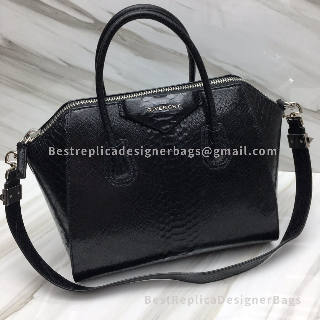 Givenchy Medium Antigona Bag Black In Python Effect Leather SHW 2-29909